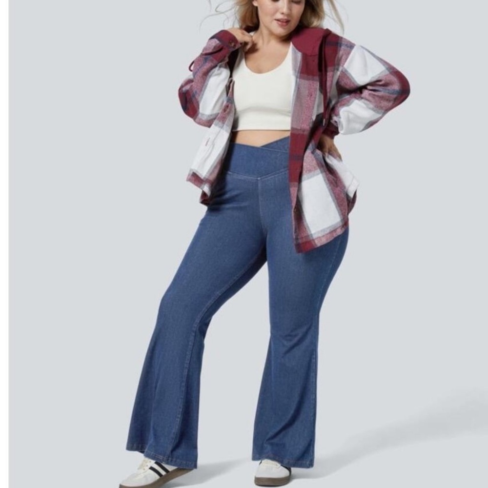 HALARA Blue High-Rise Flare Leggings